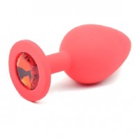 Anal Plug with Red Diamond Medium Size Silicone